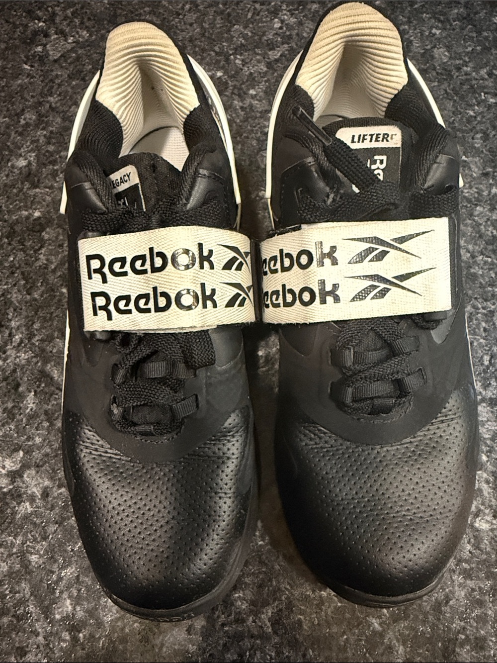 Reebok Legacy Lifter Weightlifting Shoes Black White Women’s size 6 Gym Training